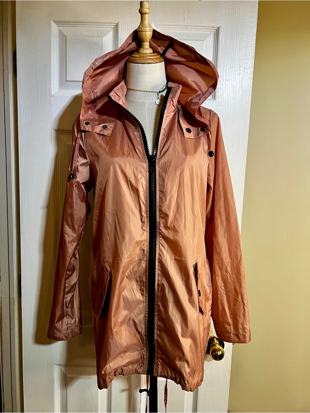 Asos Wms Mauve Pink Hooded Zip Lightweight Packable Windbreaker Outdoor Jacket S